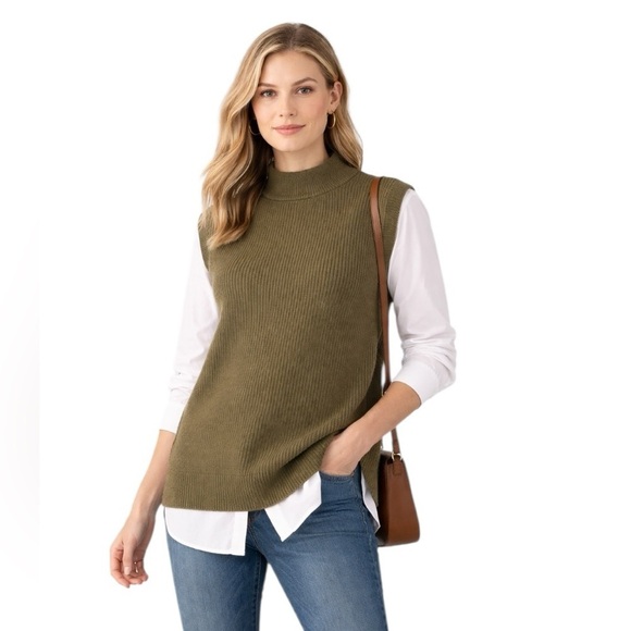 Target Sweaters - A New Day x Target - NWY Olive Green Ribbed Mock Neck Sweater Vest Sz M